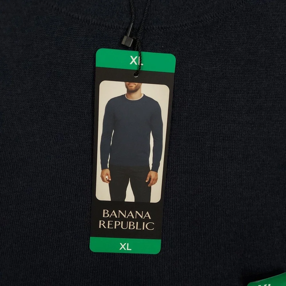 Banana Republic Sweater Mens XL Blue Merino Wool Crewneck Knit Martin‎ Cambodia